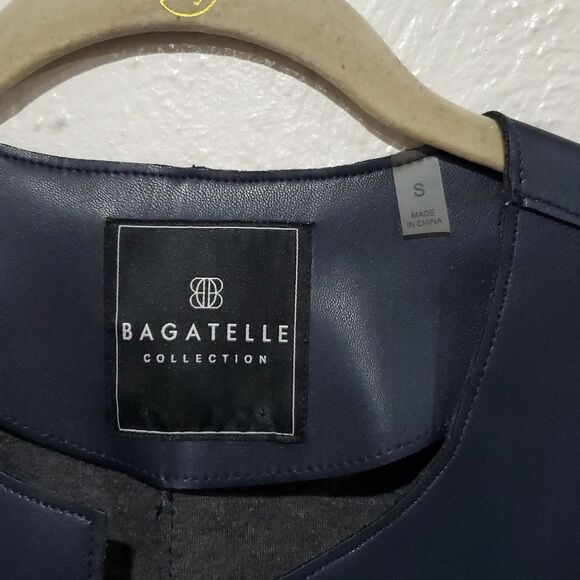 Bagatelle Faux Leather Long Duster Vest in Dark Navy Blue Size S - Picture 8 of 10